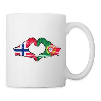 Norway Portugal Flag Hands Heart Shape Used - Mug - white - Right