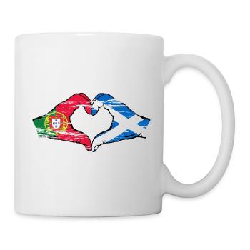 Portugal Scotland flag hands heart shape used - Mug - white - Right