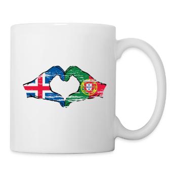 Iceland Portugal Flag Hands Heart Shape Used - Mug - white - Right