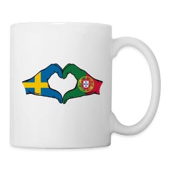 Sweden Portugal Flag Hands Heart Shape - Mug - white - Right