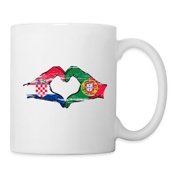 Kroatien Portugal Flagge Hände Herzform used - Tasse - Weiß - Rechts