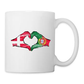 Danemark Portugal drapeau mains forme de coeur utilisé - Mug blanc - blanc - Droite