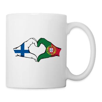 Finland Portugal Flag Hands Heart Shape - Mug - white - Right