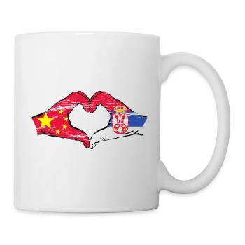 Chine Serbie drapeau mains forme coeur utilisé - Mug blanc - blanc - Droite