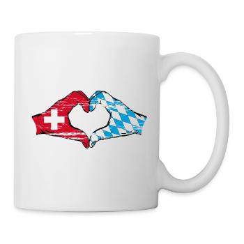 Switzerland Bavaria Flag Hands Heart Shape Used - Mug - white - Right