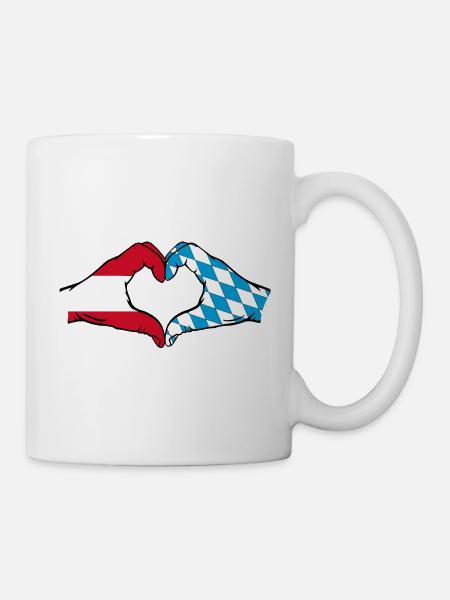 Österreich Flagge Hände Herzform - Tasse - Weiß