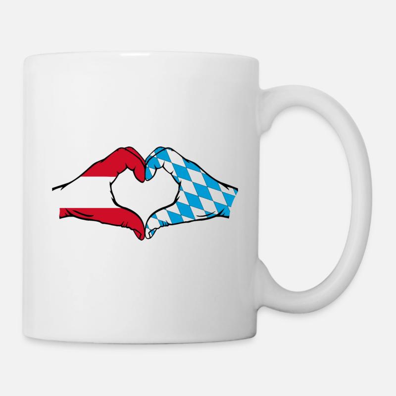 Österreich Flagge Hände Herzform - Tasse - Weiß