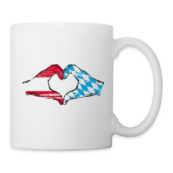 Austria Bavaria Flag Hands Heart Shape Used - Mug - white - Right