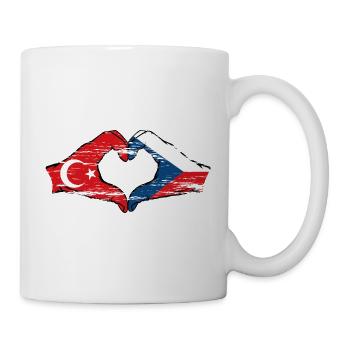 Turkey Czech Republic Flag Heart Shape Used - Mug - white - Right