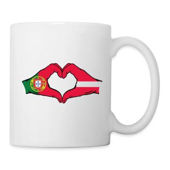 Portugal Lettonie Drapeau Mains Coeur - Mug blanc - blanc - Droite