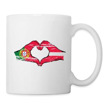 Portugal Latvia flag hands heart shape used - Mug - white - Right