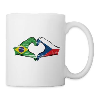 Brazil Czech Republic Flag Heart Shape Used - Mug - white - Right