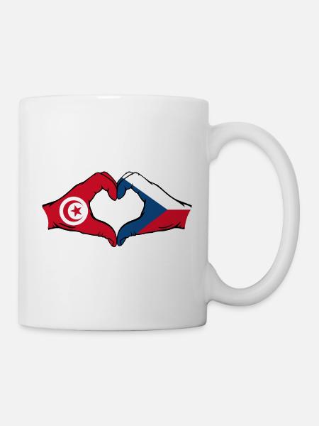 Tunisie République tchèque drapeau coeur - Mug blanc - blanc