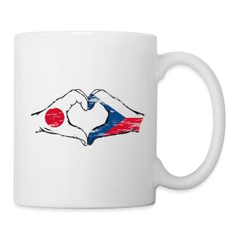 Drapeau du Japon et de la République tchèque en forme de coeur utilisé - Mug blanc - blanc - Droite