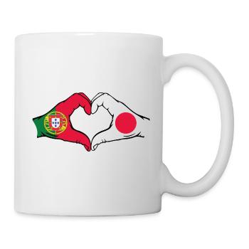 Portugal Japan Flag Heart Shape - Mug - white - Right