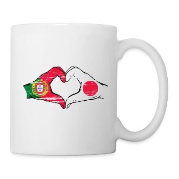 Portugal Japan Flag Heart Shape Used - Mug - white - Right
