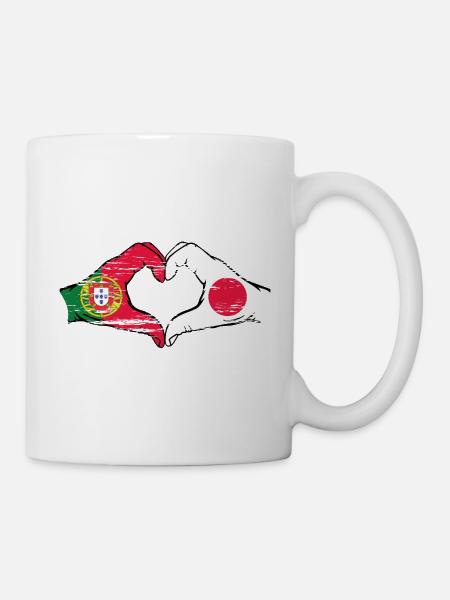 Portugal Japan Flagge Herzform used - Tasse - Weiß