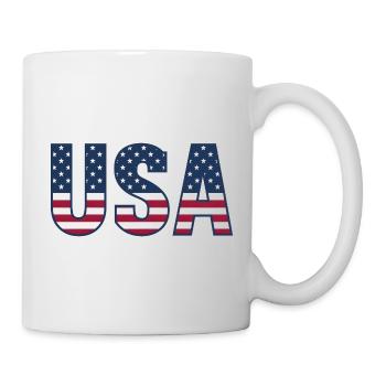 USA T-Shirt - American Flag Letters - Mug - white - Right
