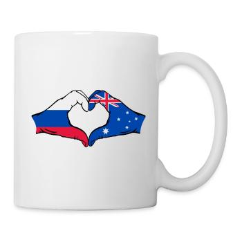 Forme de coeur du drapeau de la Russie et de l’Australie - Mug blanc - blanc - Droite