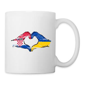 Croatia Ukraine Flag Heart Shape Used - Mug - white - Right