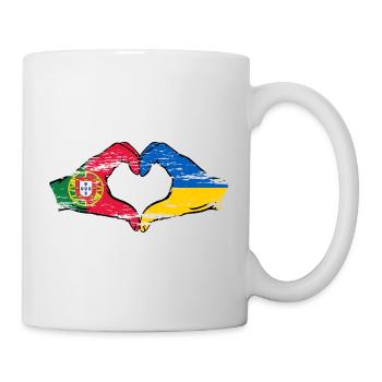 Portugal Ukraine Drapeau Coeur Forme Utilisé - Mug blanc - blanc - Droite
