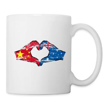Drapeau de la Chine et de l’Australie en forme de cœur utilisé - Mug blanc - blanc - Droite