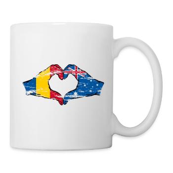 Roumanie Australie Drapeau Coeur Forme Utilisé - Mug blanc - blanc - Droite