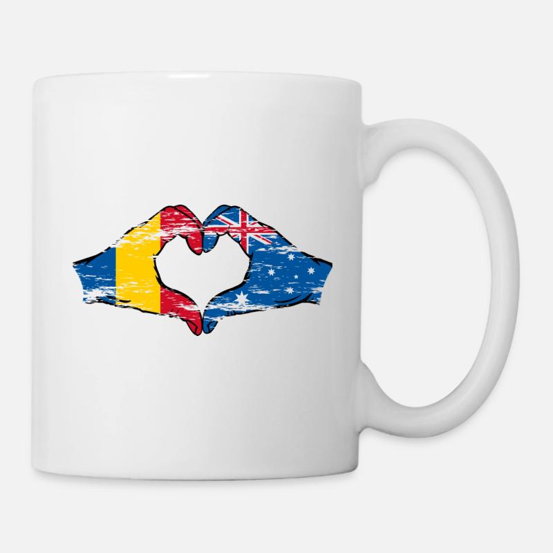 Rumänien Australien Flagge Herzform used - Tasse - Weiß