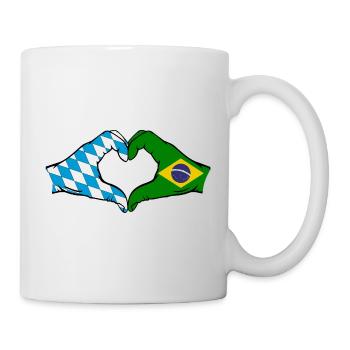 Bavaria Brazil Flag Hands Heart Shape - Mug - white - Right