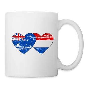 Australie Hollande Drapeau Coeur Drapeau utilisé - Mug blanc - blanc - Droite