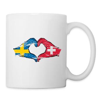 Suède Suisse Drapeau Forme de coeur utilisé - Mug blanc - blanc - Droite