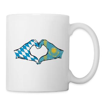Bavaria Kazakhstan Flag Hands Heart Shape Used - Mug - white - Right