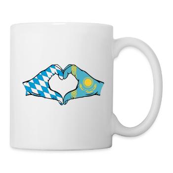 Bavière, Kazakhstan, Drapeau, Mains, Forme Coeur - Mug blanc - blanc - Droite