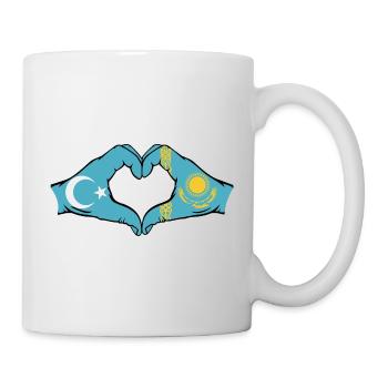 Ouïghours Kazakhstan drapeau mains forme coeur - Mug blanc - blanc - Droite