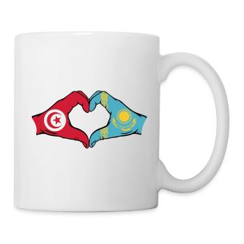 Tunisie Kazakhstan Drapeau Mains Coeur Forme - Mug blanc - blanc - Droite