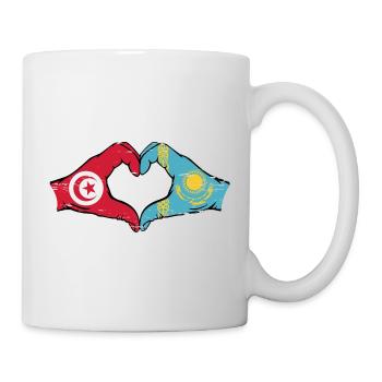 Tunisia Kazakhstan Flag Hands Heart Shape Used - Mug - white - Right