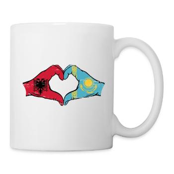 Albanie Kazakhstan Drapeau Mains Coeur Forme Utilisé - Mug blanc - blanc - Droite