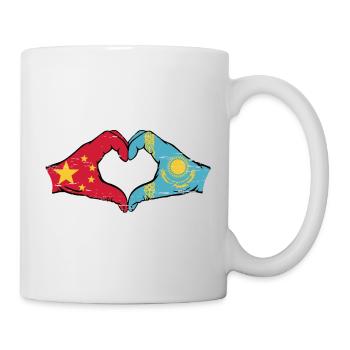 China Kazakhstan Flag Hands Heart Shape Used - Mug - white - Right