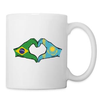 Brésil Kazakhstan Drapeau Mains Coeur Forme - Mug blanc - blanc - Droite