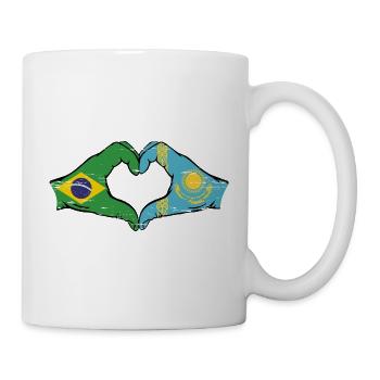 Brazil Kazakhstan flag hands heart shape used - Mug - white - Right