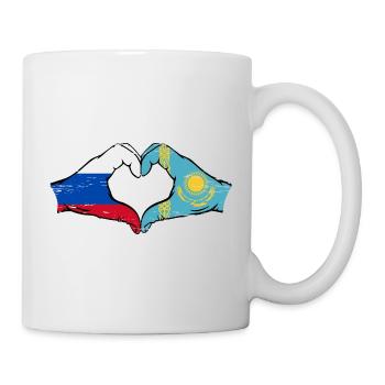 Russie Kazakhstan Drapeau Mains Coeur Forme Utilisé - Mug blanc - blanc - Droite