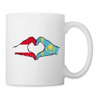 Austria Kazakhstan Flag Hands Heart Shape Used - Mug - white - Right
