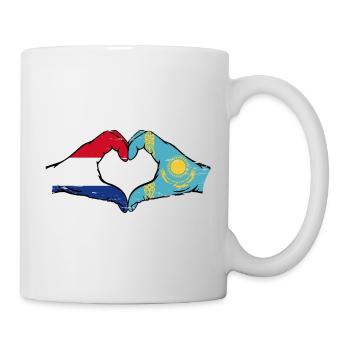 Hollande Kazakhstan drapeau mains forme de coeur utilisé - Mug blanc - blanc - Droite