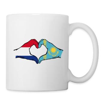 Hollande Kazakhstan Drapeau Mains Coeur Forme - Mug blanc - blanc - Droite