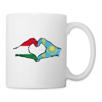Hungary Kazakhstan Flag Hands Heart Shape Used - Mug - white - Right