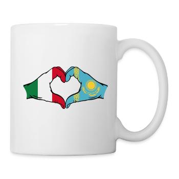 Italie Kazakhstan Drapeau Mains Coeur Forme - Mug blanc - blanc - Droite