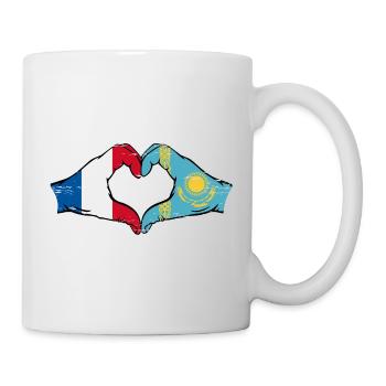 France Kazakhstan Drapeau Mains Coeur Forme Utilisé - Mug blanc - blanc - Droite