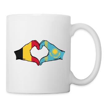 Belgien Kasachstan Flagge Hände Herzform - Tasse - Weiß - Rechts