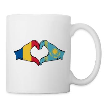 Rumänien Kasachstan Flagge Hände Herzform - Tasse - Weiß - Rechts