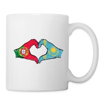 Portugal Kazakhstan drapeau mains coeur forme utilisé - Mug blanc - blanc - Droite